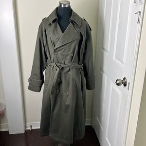 Vintage Progress Boyfriend Khaki Utility Outerwear Trench Coat Size Medium